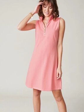 Spartina Serena Half Zip Pink Sleeveless Zip-Up Dress Large